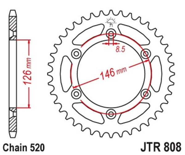 JT Sprock's Steel Self -Cleaning rear Sprocket 808 - 520 JTR808.49SC