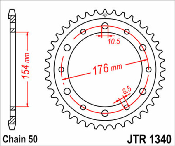 JT Sprock's Steel Standard Rear Sprock 1340 - 530 JTR1340.44