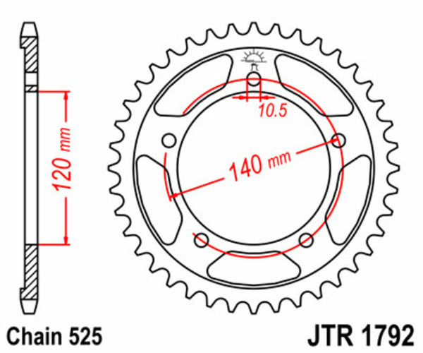 JT Sprock's Steel Standard Rear Sprock 1792 - 525 JTR1792.43