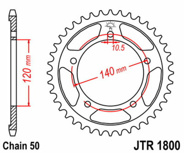 JT Sprock's Aço Sprock traseiro padrão 1800 - 530 JTR1800.42