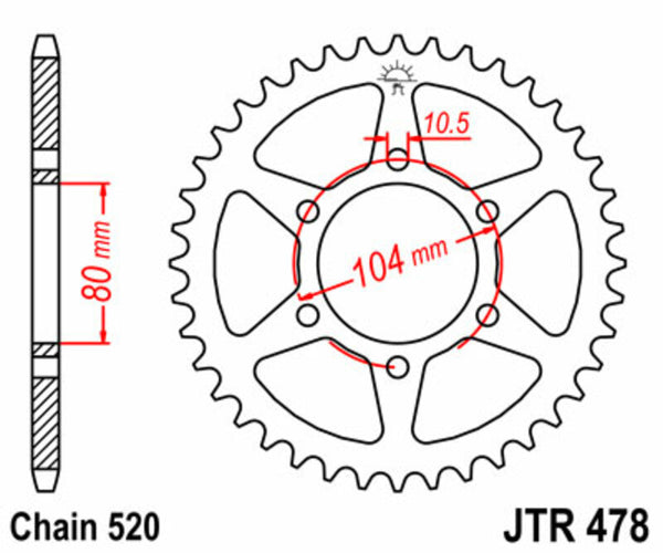 JT Sprock's Steel Standard Rear Sprock 478 - 520 JTR478.38
