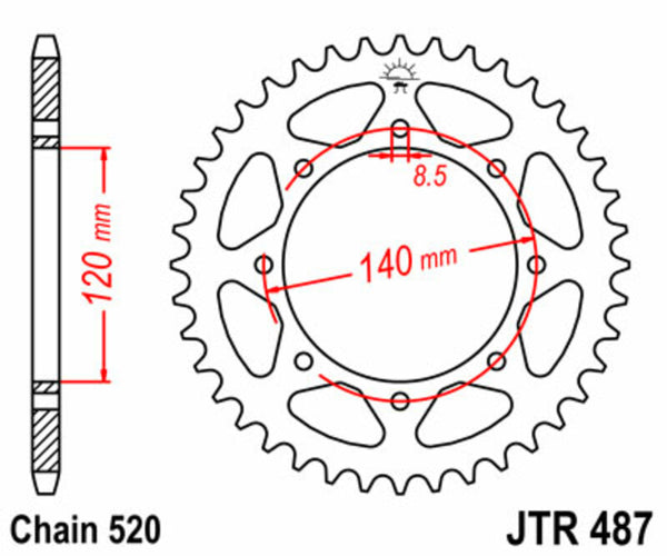 JT Sprock's Steel Standard Rear Sprock 487 - 520 JTR487.46