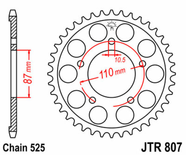JT Sprock's Steel Standard Rear Sprock 807 - 525 JTR807.48