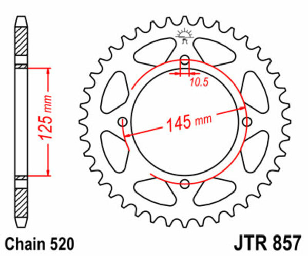 JT Sprock's Steel Standard Rear Sprock 857 - 520 JTR857.45