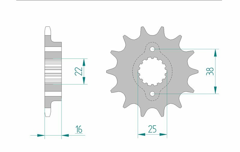 AFAM Steel Standard Front Sprocket 52604 - 520 framdrev i stål med 16 mm tjocklek och 25 mm centrumhål. Passar Ducati Monster och Supersport modeller.