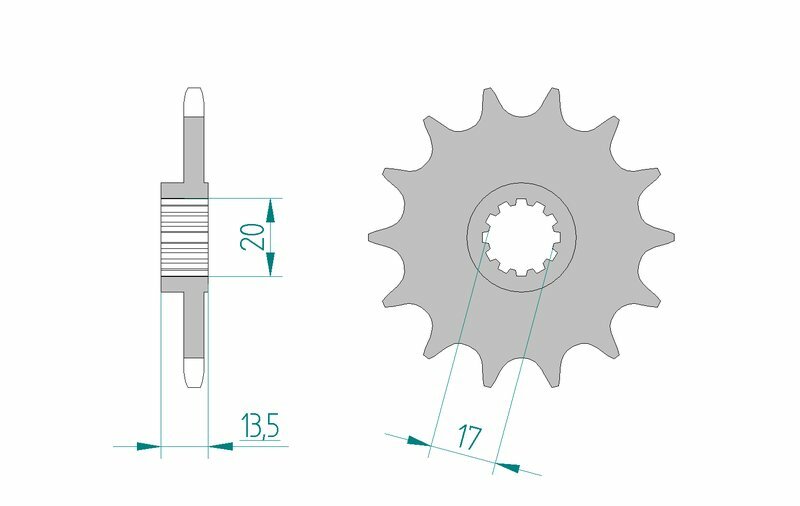 AFAM Steel Standard Front Sprocket 55300 - 520 för Fantic Trial-modeller. Hållbart framdrev i stål med exakt tandprofil för optimal kraftöverföring.