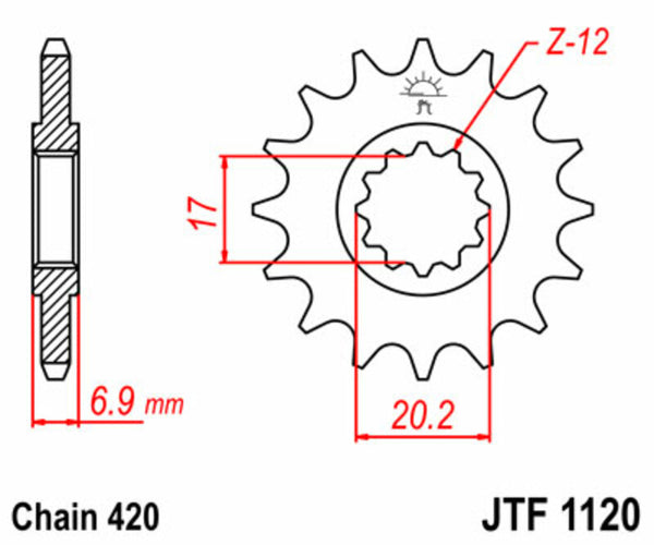 JT Sprock's Steel Standard Front Sprocket 1120 - 420 JTF1120.11