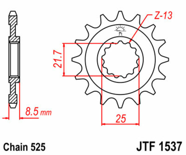 JT Sprock's Aço Spring Sprocket 1537 - 525 JTF1537.15