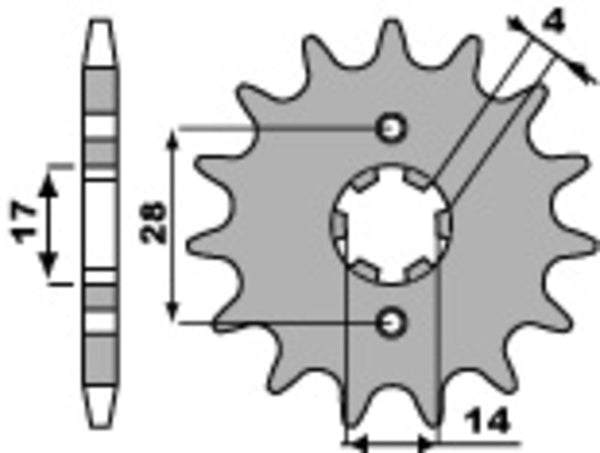 Sprock frontal padrão de aço PBR 2107 - 420 2107 14 18NC