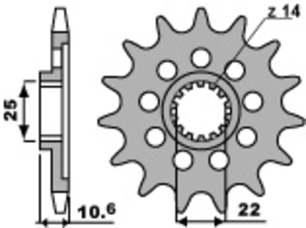 Sprock frontal padrão de aço PBR 2127 - 520 2127 14 18NC