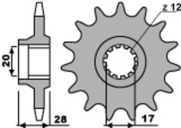 Sprock dianteiro padrão de aço PBR 556 - 520 556 15 18NC