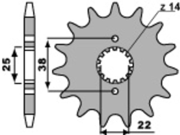 Sprock dianteiro padrão de aço PBR 728 - 530 728 14 18NC