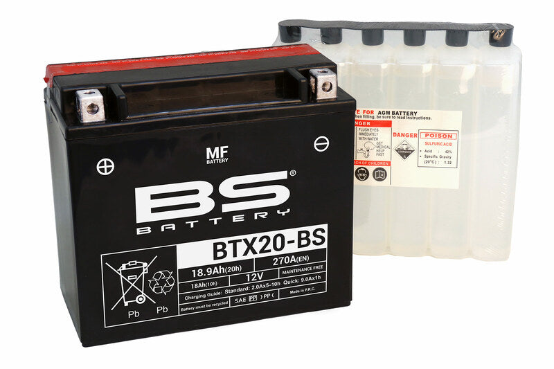 BS Battery Battery Maintenance Free With Acid Pack - BTX20 -B