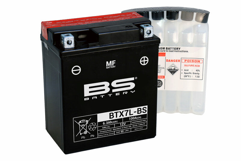 BS Battery Battery Maintenance Free With Acid Pack - BTX7L -B