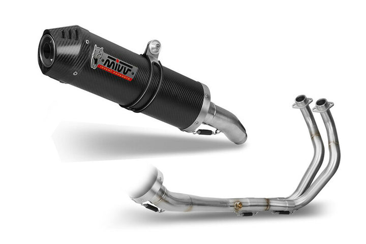 MIVV Oval Full Exhaust System - Yamaha MT-07 00.73.Y.044.L3C i kolfiber med rostfria rör, högpresterande avgassystem för motorcykel.