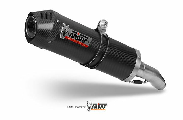 MIVV Oval Carbon Cap Double Slip-On Carbon Kawasaki Z1000 K.020.LEC med sportig design i kolfiber för motorcykeltillbehör och avgassystem.