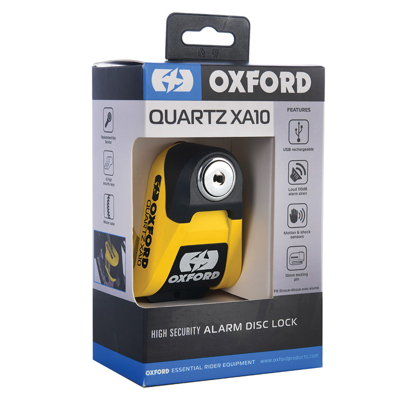 Oxford XA10 Bloqueio do disco de alarme - Ø10mm Amarelo/preto Lk216