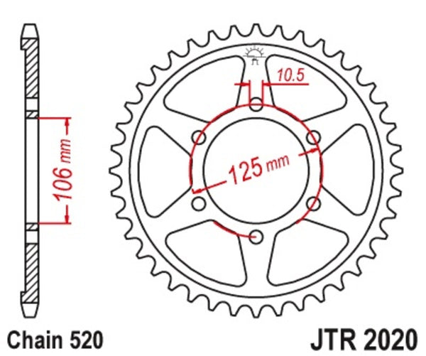 JT Sprock's Steel Standard Rear Sprock 2020 - 520 JTR2020.41