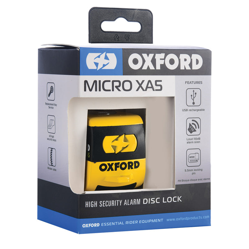 Oxford Micro Xa5 Alarme Disc Lock - Amarelo e Black Lk213