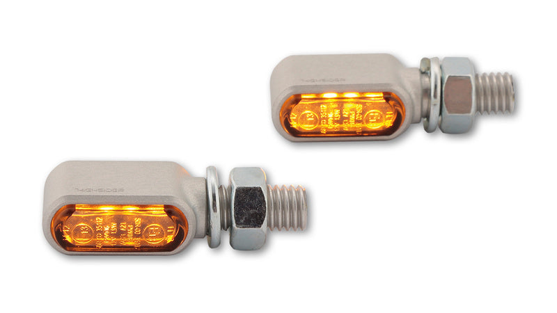 Indicadores LED CNC Highsider Little Bronx, prata, vidro colorido, aprovado por E, (par) 204-2861