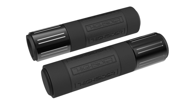 Highsider Conero Hucobar Grip Rubber, 7/8 "(22,2 mm), 132 mm, preto brilhante com bilhes polidos 315-055