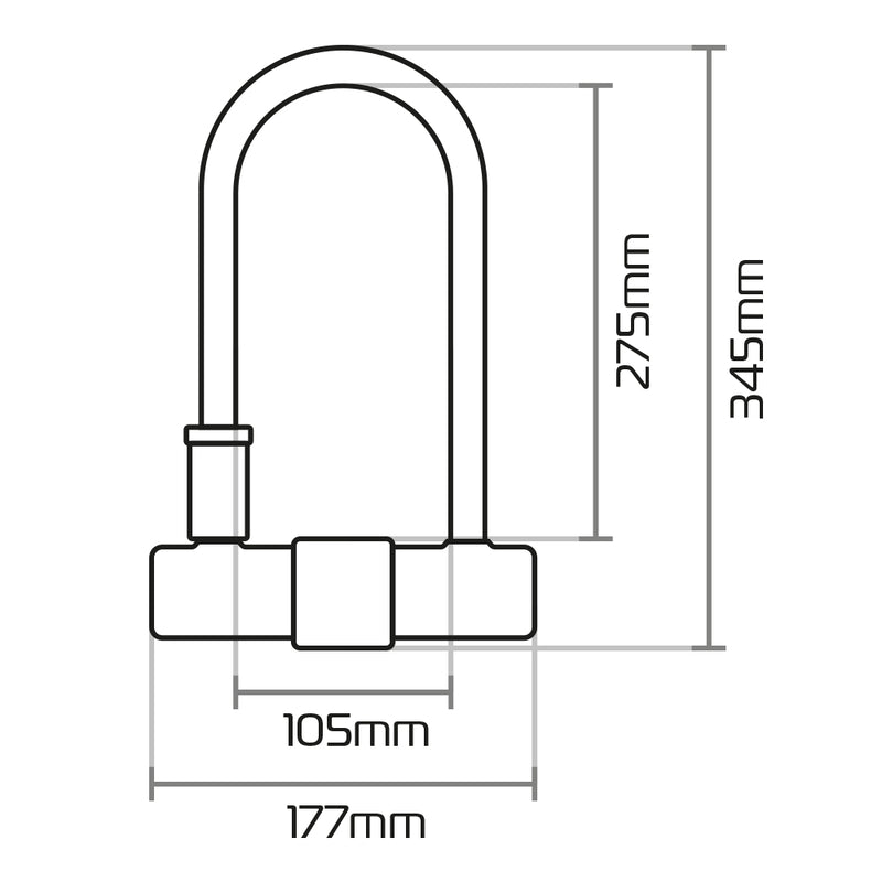 Oxford Magnum U -lock com suporte - 170x315mm Lk224