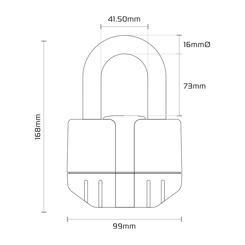 Oxford Boss Alarm Lock 16mm + Chain 12mm x 1,5m Lk481