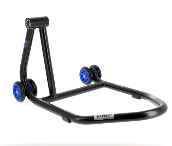 Bihr Home Track esquerda braço único Paddock Stand Matt Black Blue Wheelsnull