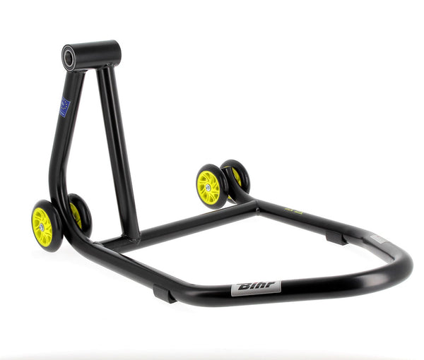Bihr Home Track esquerda braço único Paddock Stand Matt Black Yellow Wheelsnull