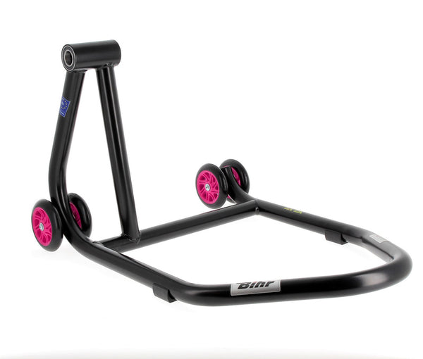 Bihr Home Track esquerda braço único Paddock Stand Matt Black Pink Wheelsnull