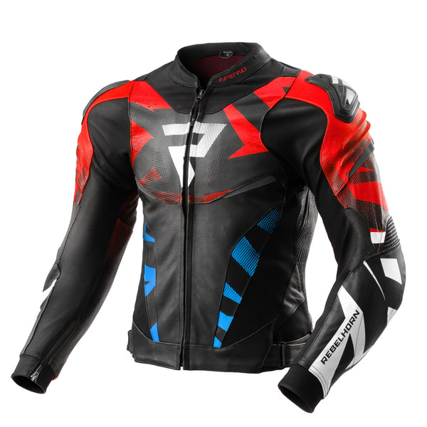 Rebelhorn Mc Leather Jacket Inferno Black /Red /Blue
