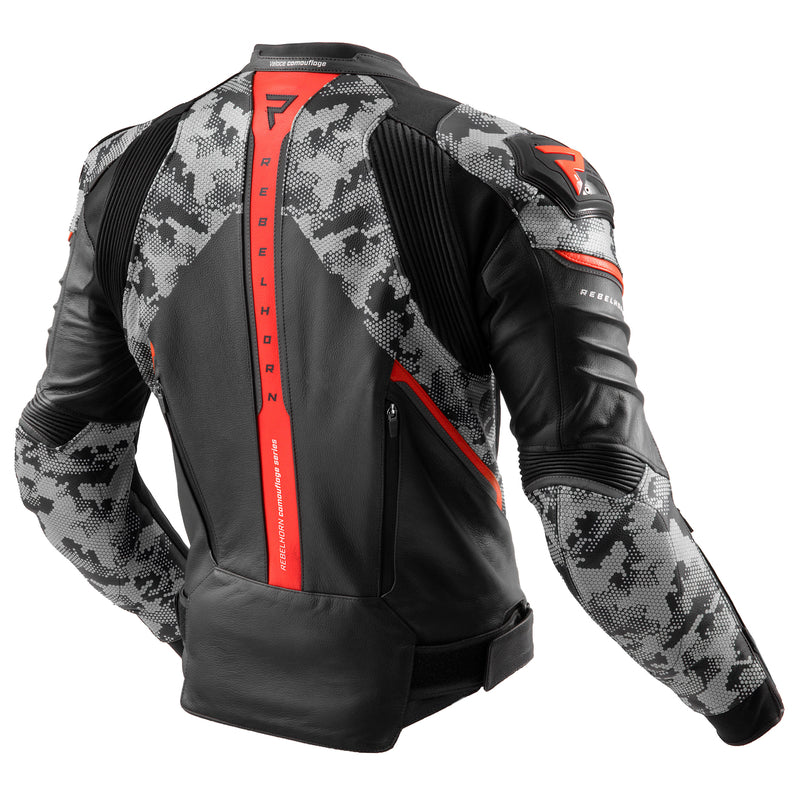 Rebelhorn Mc Leather Jacket Veloce Black /Camo Gray