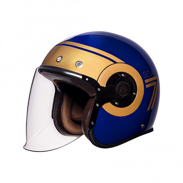Smk jet mc capacete retro sete azul