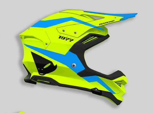 OVNI Cross MC Helmet Diamond Neon Amarelo /Azul