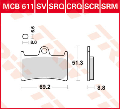 Trw Brake Pad Sinter Race Longlife MCB611SCR