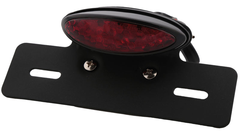 V Peças Luz traseira oval com suporte da placa Black Universal 022-BRI