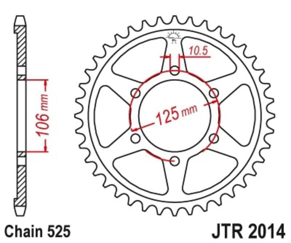 JT Sprockets Steel Standard Rear Sprock 2014 - 525 JTR2014.46
