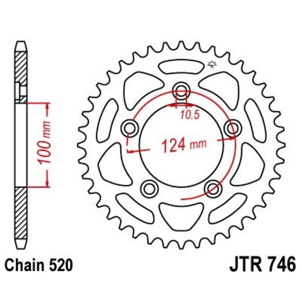 JT Sprock's Aço Sprock traseiro padrão 746 - 520 JTR746.46
