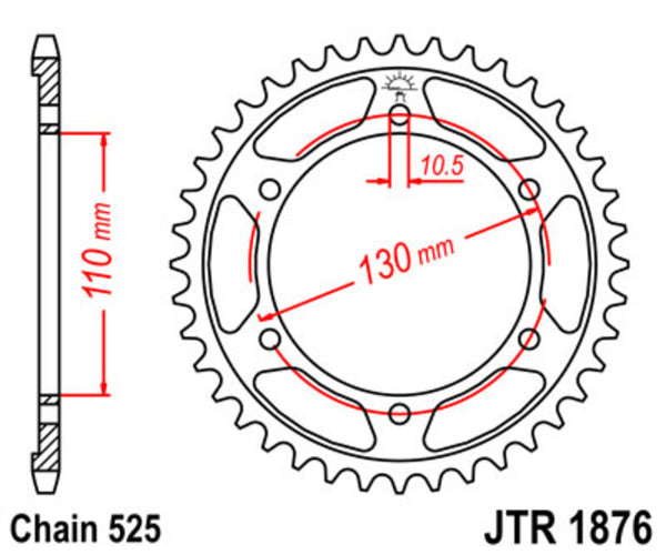 JT Sprock's Steel Standard Rear Sprock 1876 - 525 JTR1876.44