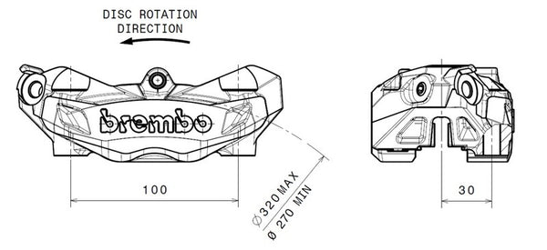 Pinça de freio esquerdo da frente Brembo M4 Ø32mm 920.B690.07