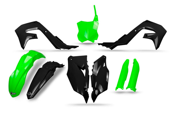 Kit de plásticos OVNIs preto/neon verde - kawasaki kakit228@111