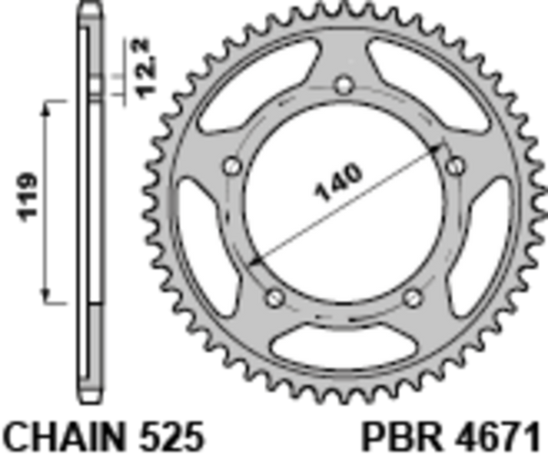 SPROPET traseiro padrão de aço PBR 4671 - 525 4671 44 C45