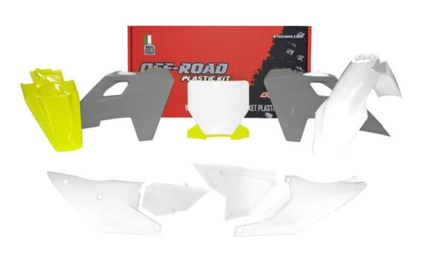 Kit de plástico racetech 7 partes-oem cinza /branco para husqvarna (r-kithsq-oem-533)