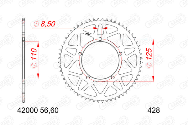 Sproces traseiros de alumínio AFAM 12000-60 42000-60