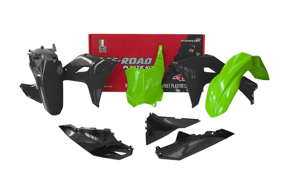 Kit de plástico RACETECH 5 partes-Black & Green para Kawasaki (R-Kitkxf-Us5-Z24)