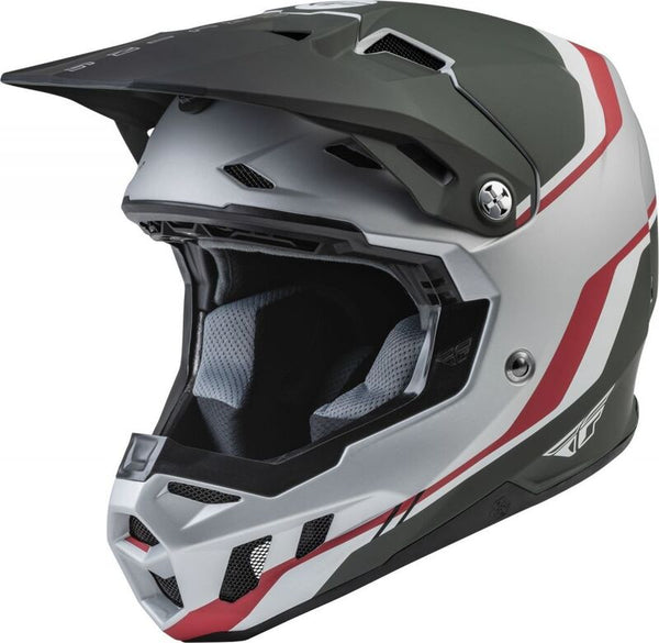 Fórmula de corrida de mosca Capacete de motorista CC Matte Silver/Red/White XS 73-4313XS