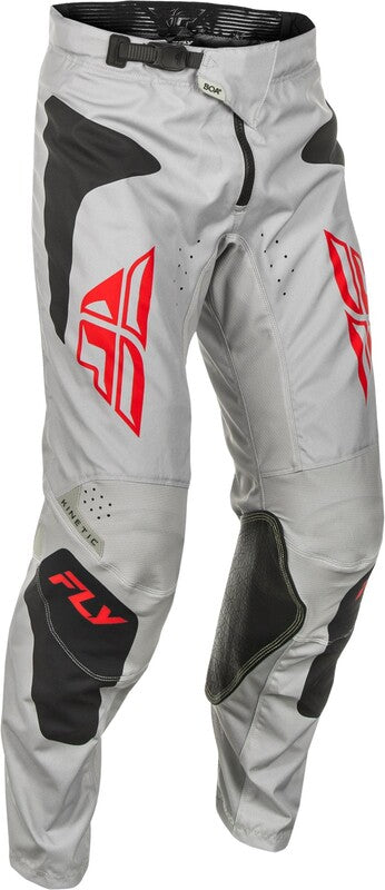 Fly Racing Kinetic Sym Calças - cinza claro/vermelho/preto 378-43032