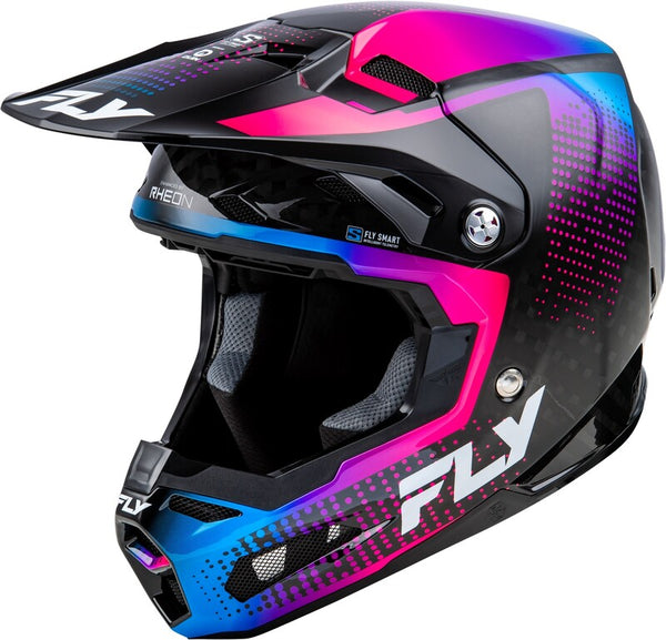 Fly Racing Formula's Carbon Protocol Helmet - Black Carbon/Blue/Pink 73-4467x