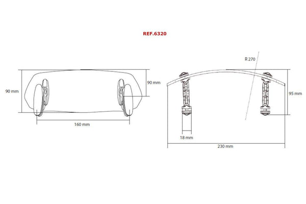 Visor multiadjustable clip-on 263x95mm. C/claro