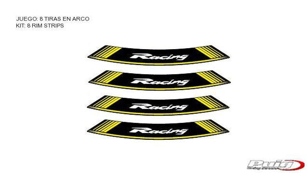 Kit 8 tiras de aro Racing c/amarelo